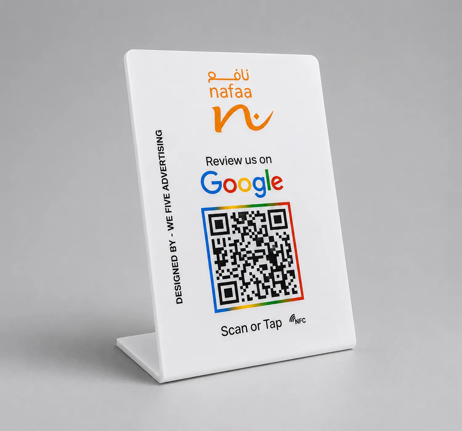 L-Shape Acrylic Google Review QR Stand in Dubai & UAE