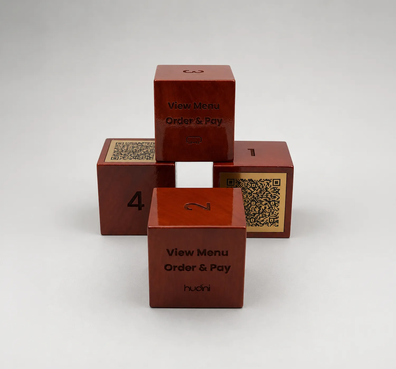 Wooden Cube QR Code Stand
