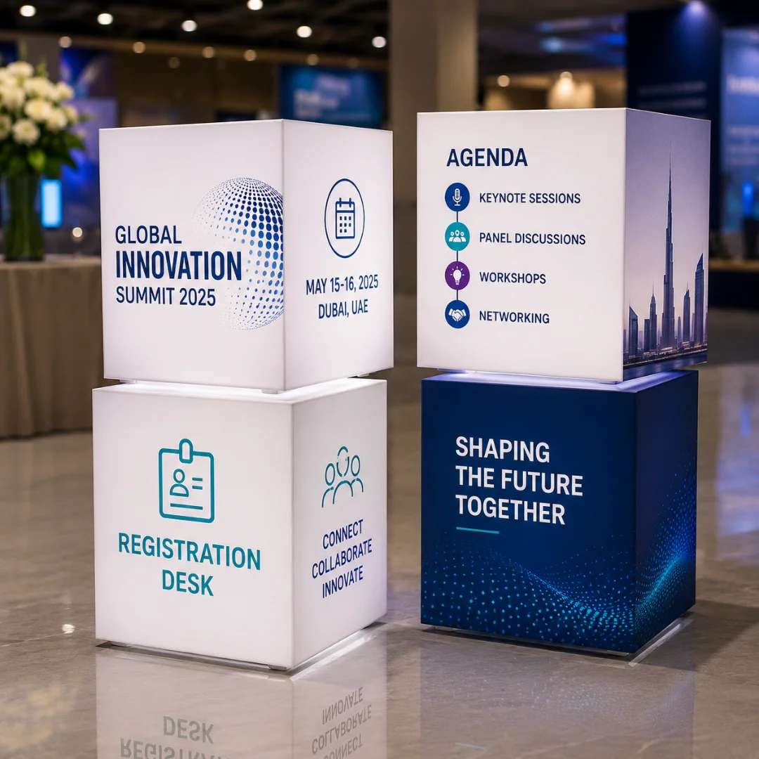 illuminated Acrylic Cubes Display Dubai, UAE