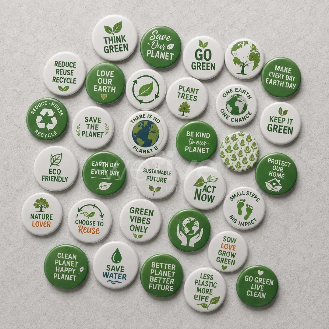 Custom Eco-Friendly Button Badges Printing in Dubai, Abu Dhabi UAE