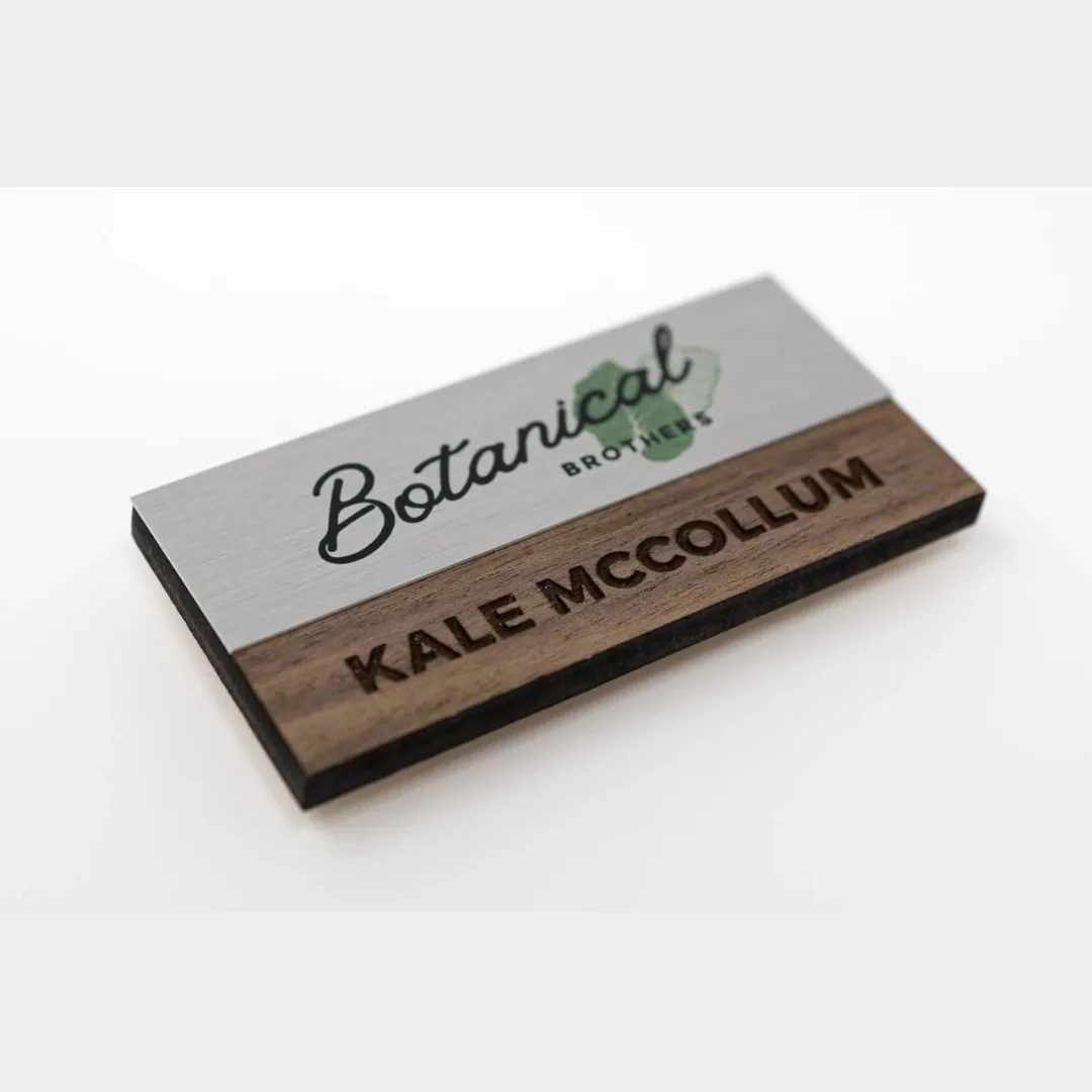 Custom full color wooden name badges printing in Dubai, Abu Dhabi, Ajman, Sharjah UAE
