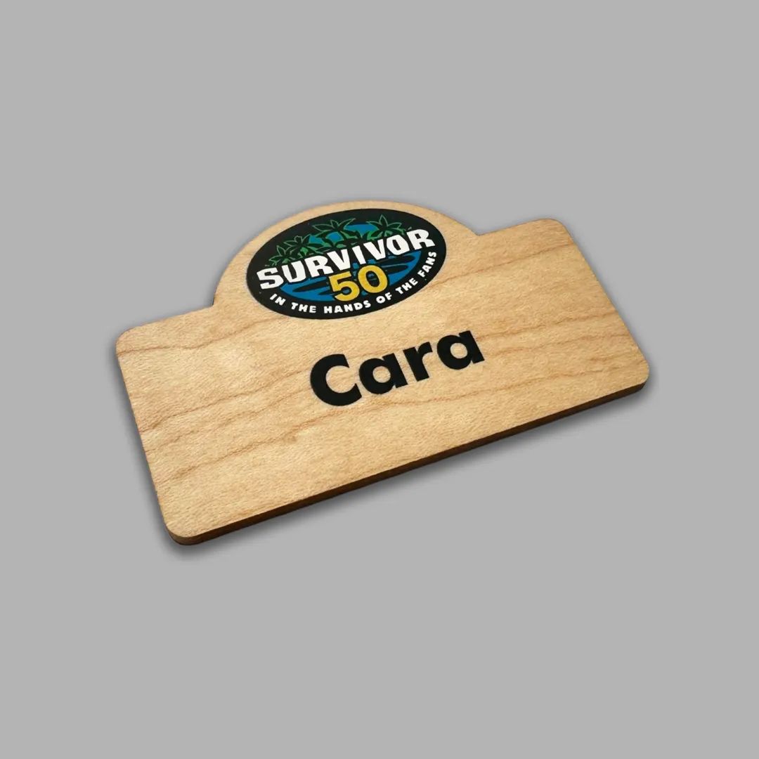 Custom full color wooden name badges printing in Dubai, Abu Dhabi, Ajman, Sharjah UAE