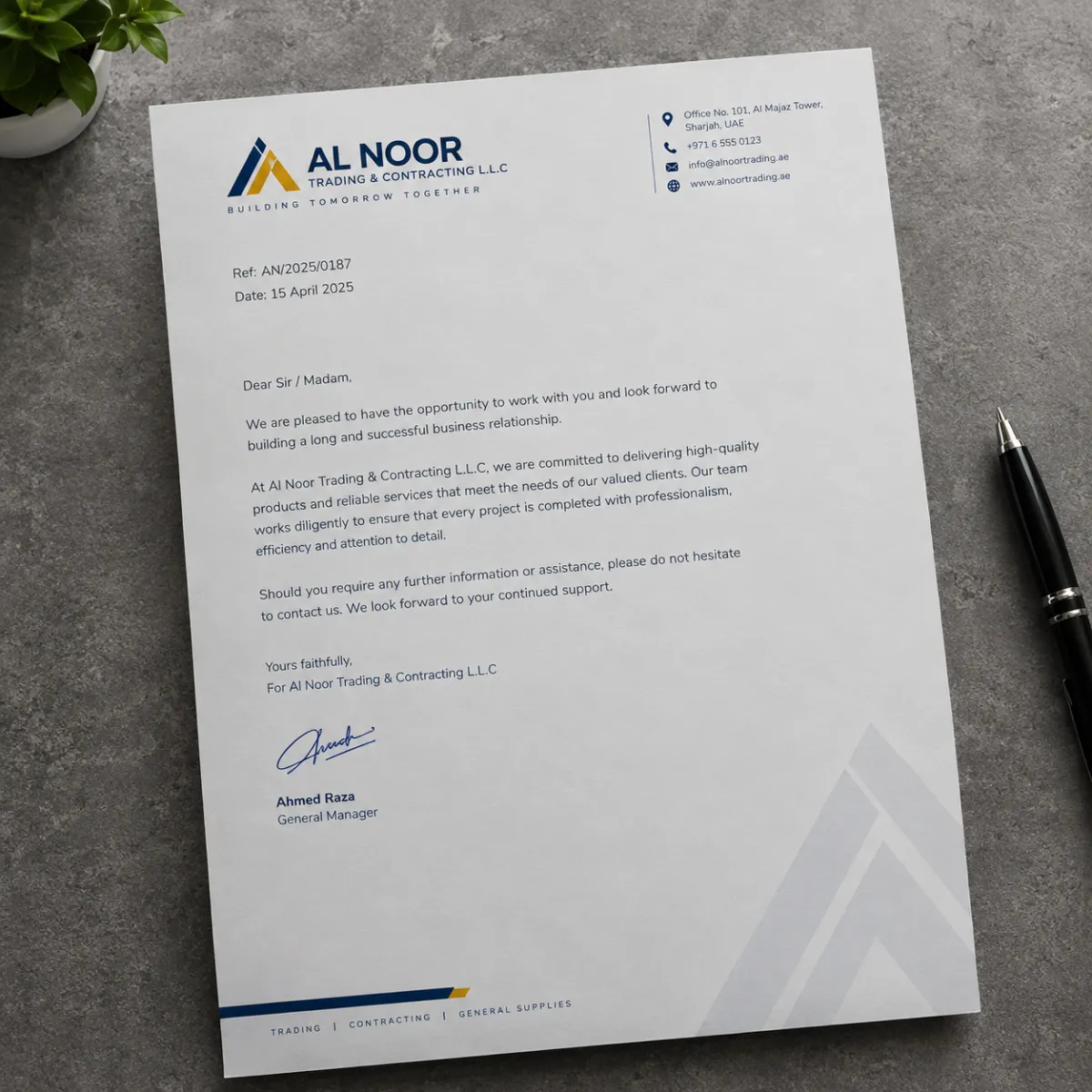 Custom Letterhead Printing in Dubai, Abu Dhabi, Sharjah, Ajman. UAE