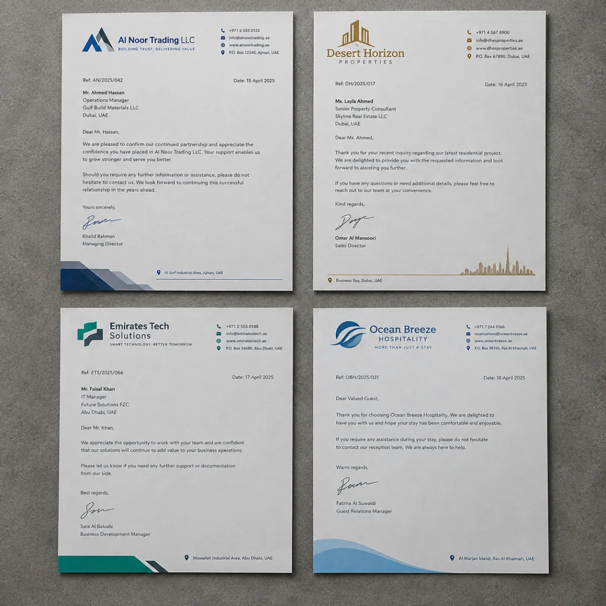 Custom Letterhead Printing in Dubai, Abu Dhabi, Sharjah, Ajman. UAE